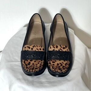 Jack Rogers Remy Hair-calf Slip-On Loafers Leopard Print Size 8.5 B